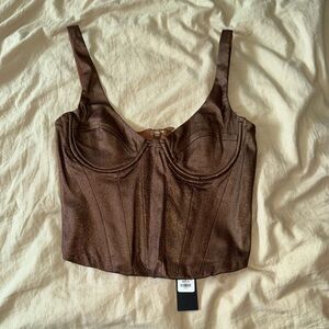Fashion Nova Brown Fitted Bustier Tank Top